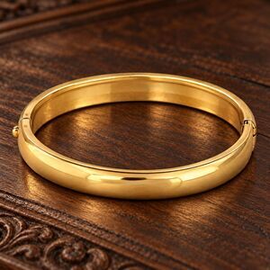 Vintage 1950s Bracelet Gold Filled Shell Smooth Domed Bangle Mid-Century - 15H
